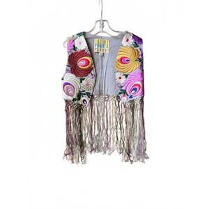 NEW NATIVE FUNK & FLASH girl's embroidered vest in multicolor